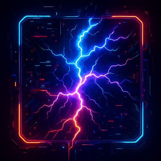 Ability icon 'Lighting storm' . cyberpunk. abstract. Futuer. different colors. HD colors