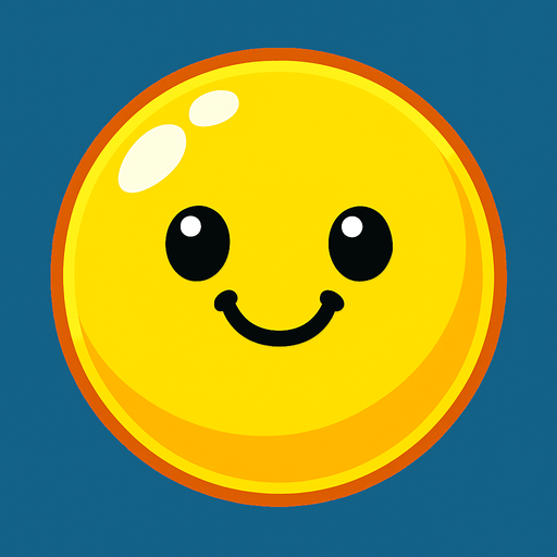 Mutlu, sarı renkli bir bubble.
In-Game asset.  2d.  High contrast.  No shadows