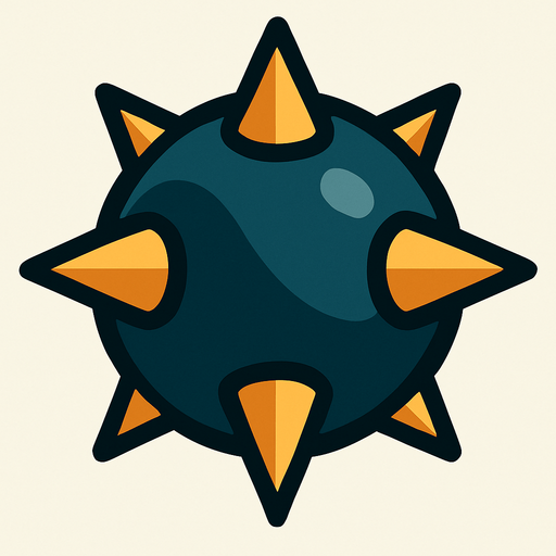 Bola con pinchos.
In-Game asset.  2d.  High contrast.  No shadows