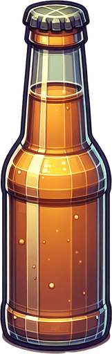 western glass beer bottle.
Single Game Texture. In-Game asset. 2d. Blank background. High contrast. No shadows.