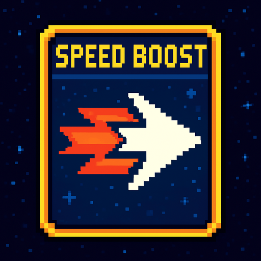 Карта усиления пиксельная усиливает скорость игрока космическая 2д пиксели.
In-Game asset.  2d.  High contrast.  No shadows