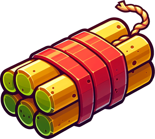 cartoon dynamite.
Single Game Texture. In-Game asset. 2d. Blank background. High contrast. No shadows.