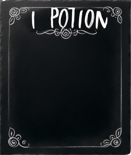 Text "POTION" handwritten in chalk