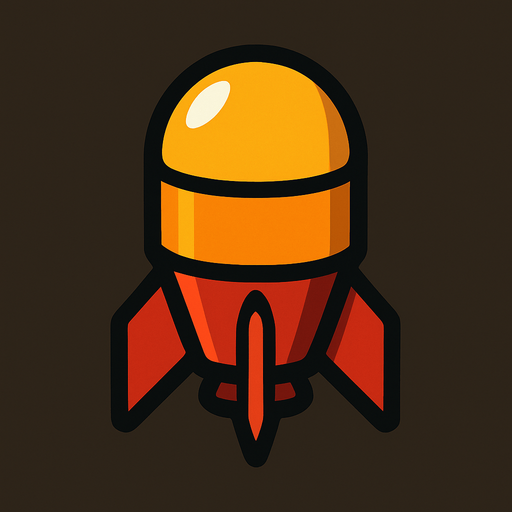 yuvarlak mermi roket şeklinde.
In-Game asset.  2d.  High contrast.  No shadows