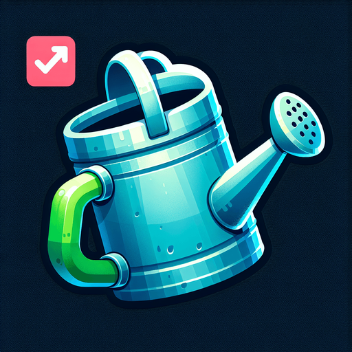 Watering can.
Single Game Texture.  In-Game asset.  2d.  Blank background.  High contrast.  No shadows