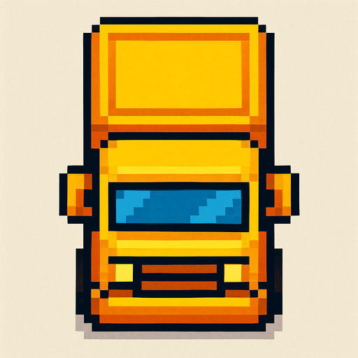 Pixel art kamyon kuş bakışı.
In-Game asset.  2d.  High contrast.  No shadows