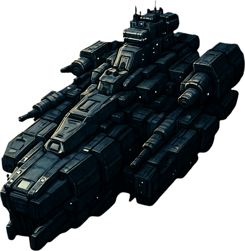 Giant and strong spaceship.
In-Game asset.  2d.  High contrast