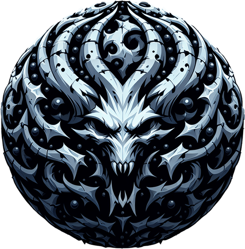 Esfera demoniaca.
Single Game Texture.  In-Game asset.  2d.  Blank background.  High contrast.  No shadows