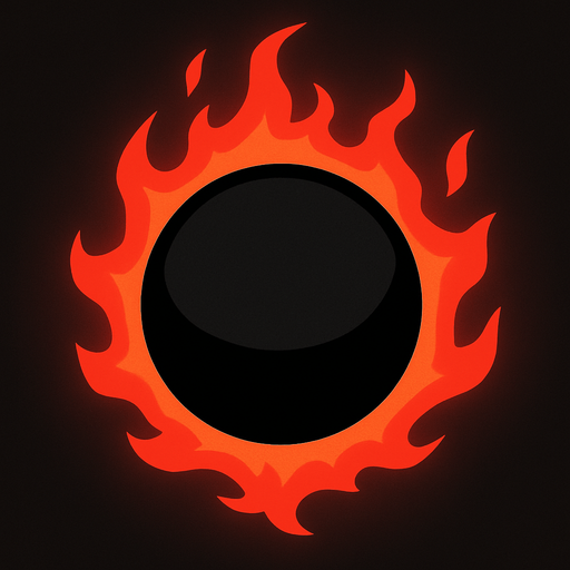 black orb with red aura.
In-Game asset.  2d.  High contrast.  No shadows