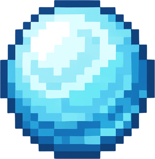 bola de hielo pixel art.
In-Game asset.  2d.  High contrast.  No shadows