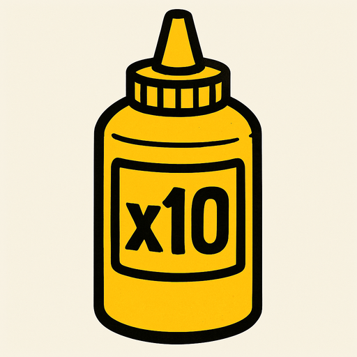 Mustard Bottle, label is x10.
In-Game asset.  2d.  High contrast.  No shadows
