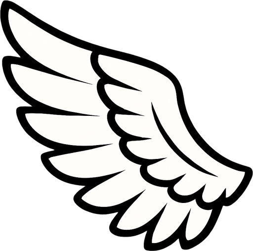White bird wing.
In-Game asset.  2d.  High contrast.  No shadows
