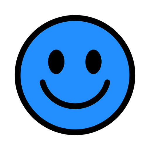 a happy blue circle simple.
In-Game asset.  2d.  High contrast.  No shadows
