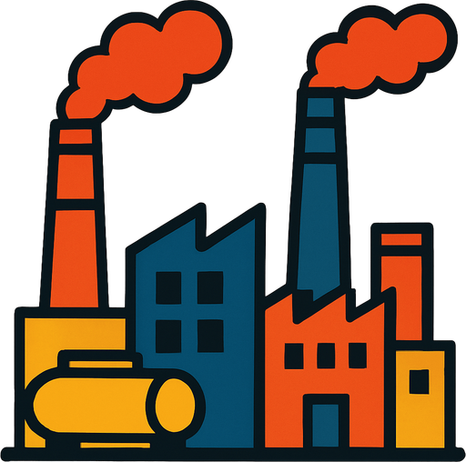 Factory.
In-Game asset.  2d.  High contrast.  No shadows