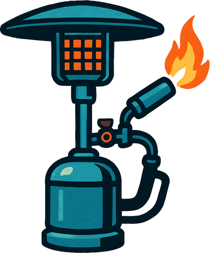 Blow torch patio heater.
In-Game asset.  2d.  High contrast.  No shadows