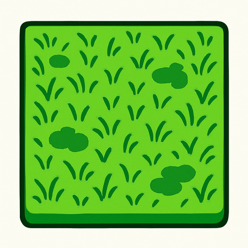 square grass tile on top viewing.
In-Game asset.  2d.  High contrast.  No shadows