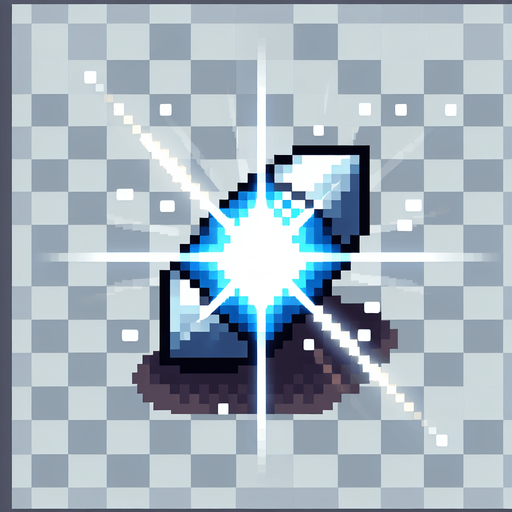 Pixel art bullet blue and white shining orb of energy retro

Single Game Texture. In-Game asset. 2d. Blank background. High contrast. No shadows.