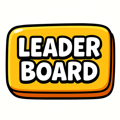 a cartoon style 3d button with the word Leader Board on it..
In-Game asset.  2d.  High contrast.  No shadows