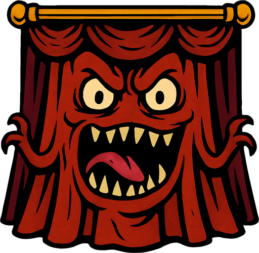 Cortina de una Sala de Conciertos Viviente.
In-Game asset.  2d.  High contrast.  No shadows