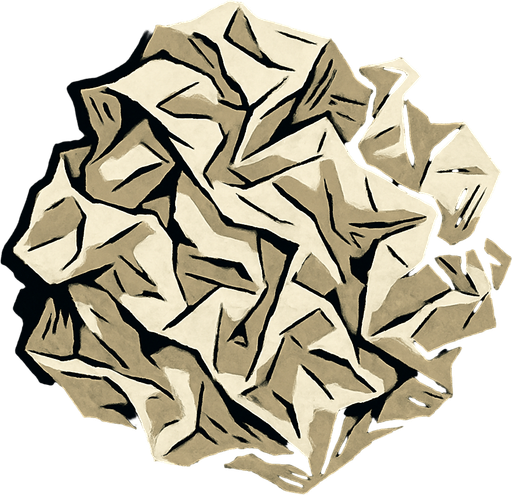 crumpled paper.
In-Game asset.  2d.  High contrast