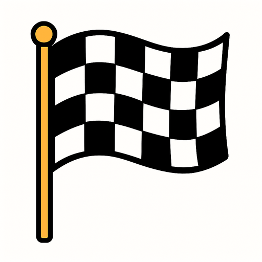 Imagen de bandera de carrera.
In-Game asset.  2d.  High contrast.  No shadows