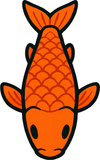 a orange fish seen from top to bottom.
In-Game asset.  2d.  High contrast.  No shadows