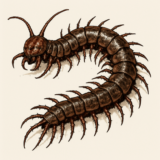 realistic centipede, disgusting.
In-Game asset.  2d.  High contrast.  No shadows