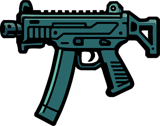 submachine gun.
In-Game asset.  2d.  High contrast.  No shadows