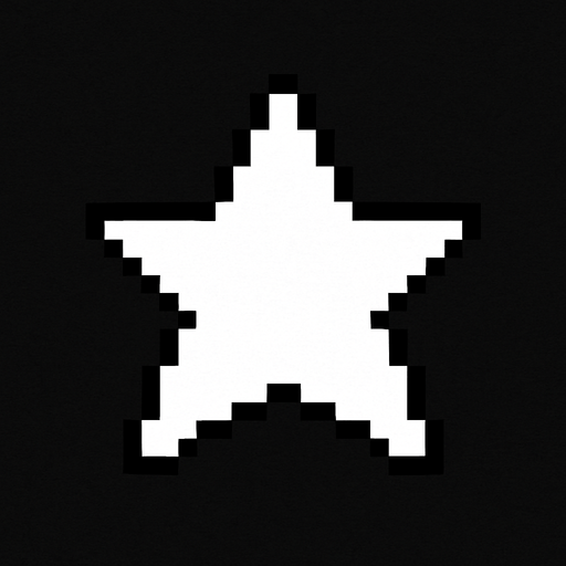 Estrella blanca en pixel art.
In-Game asset.  2d.  High contrast.  No shadows