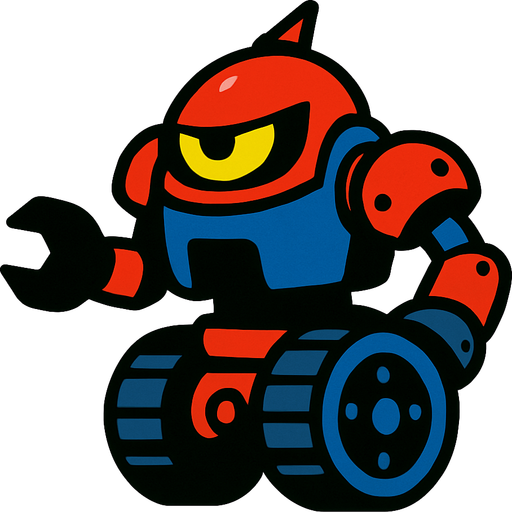 A robot enemy that travels on wheels.
In-Game asset.  2d.  High contrast.  No shadows