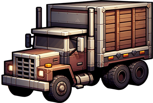 create a truck.
Single Game Texture.  In-Game asset.  2d.  Blank background.  High contrast.  No shadows