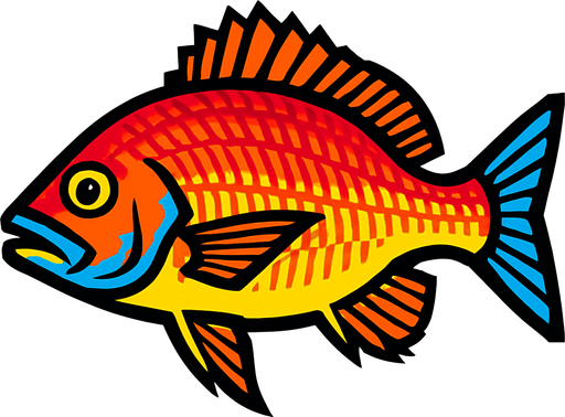 A snapper. 80s arcade machine graphics. 
Swimming Side profile. White background. 
In-Game asset.  2d.  High contrast.  No shadows