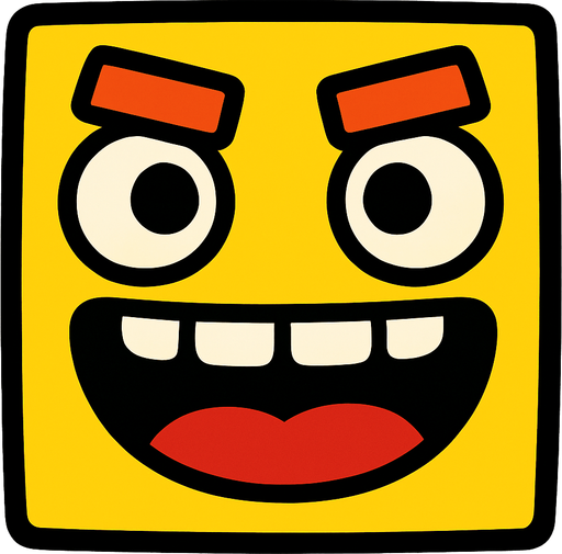 funny square.
In-Game asset.  2d.  High contrast.  No shadows