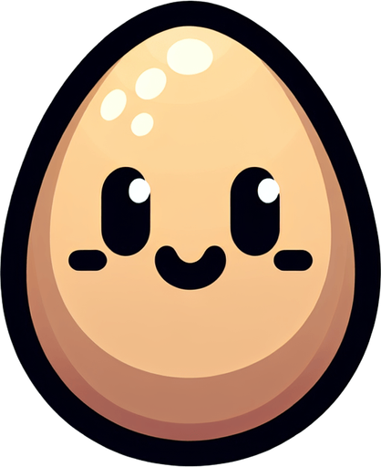 cartoon egg with big heart.
Single Game Texture. In-Game asset. 2d. Blank background. High contrast. No shadows.