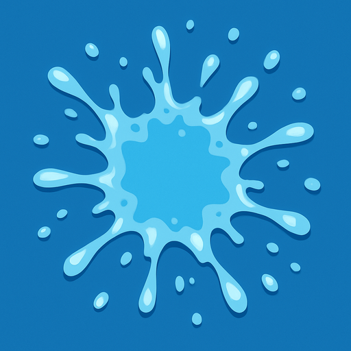 cold water splash 2d illustration. top-view perspective.
In-Game asset.  2d.  High contrast.  No shadows