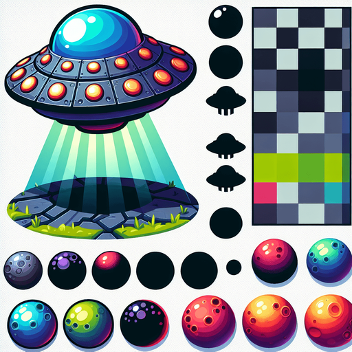 A ufo.
Single Game Texture.  In-Game asset.  2d.  Blank background.  High contrast.  No shadows
