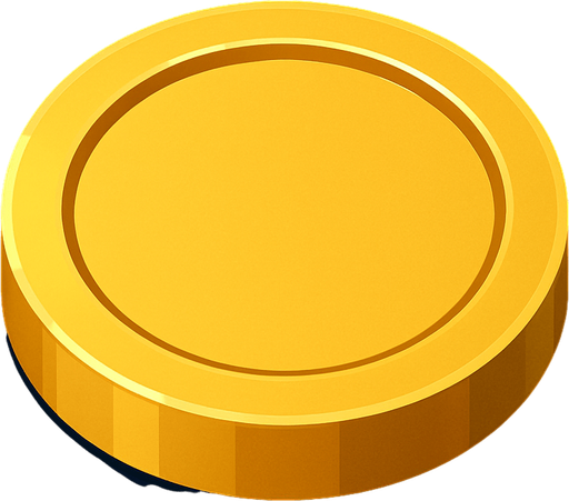 golden coin, simple clean shape, subtle beveled edges, slight 3D top-down look, small shadow for depth, no text, no shine or sparkle, minimal design, matches futuristic tech UI style.
In-Game asset.  2d.  High contrast.  No shadows