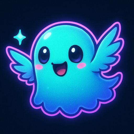 Kawaii neon winged ghost spirit creature style of Pokémon ghibli