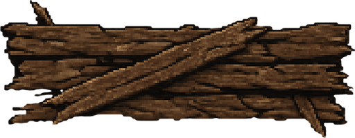 a realistic 16 bit top view cracked wooden barrier from a warzone, with the size of 600 x 100. Seen from above.
In-Game asset.  2d.  High contrast.  No shadows