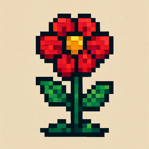 uan flor pixelar para plantar, sin matera sola una hermosa flor.
In-Game asset.  2d.  High contrast.  No shadows