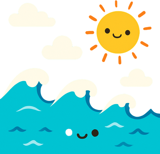 Fond d'écran océan mignon.
In-Game asset.  2d.  High contrast.  No shadows