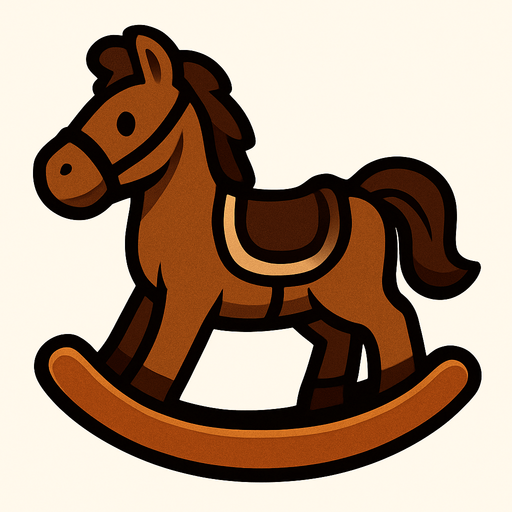 Brown rocking horse.
In-Game asset.  2d.  High contrast.  No shadows