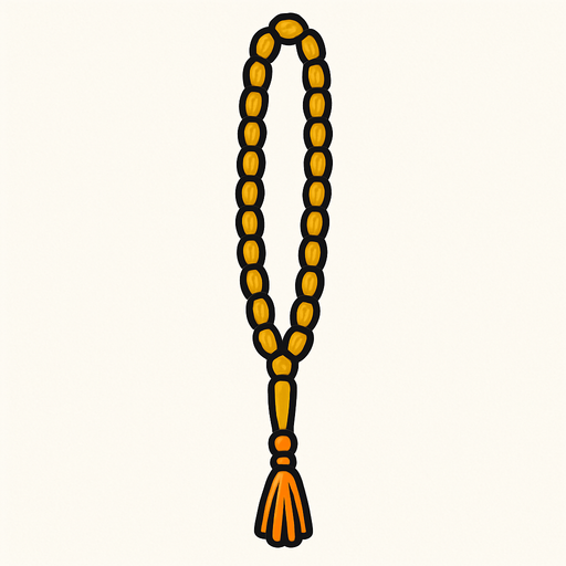 thin upward long muslim prayer beads.
In-Game asset.  2d.  High contrast.  No shadows