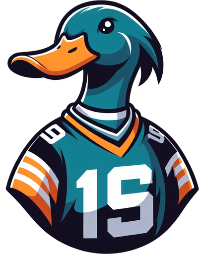 Duck in a jersey..
Single Game Texture. In-Game asset. 2d. Blank background. High contrast. No shadows.