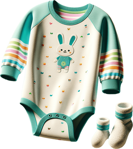 onesie with socks.
Single Game Texture.  In-Game asset.  2d.  Blank background.  High contrast.  No shadows