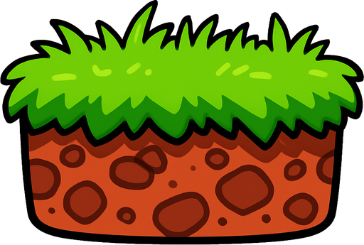 platform with grass.
In-Game asset.  2d.  High contrast.  No shadows