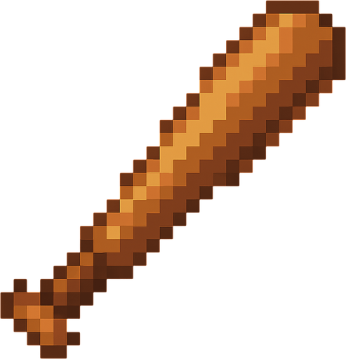 Quiero qie sea como un bate de béisbol de color cafe, en estilo 32 bits.
In-Game asset.  2d.  High contrast.  No shadows