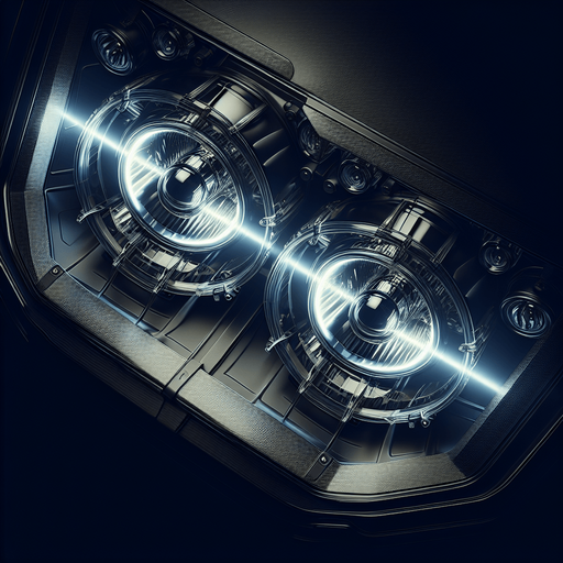 photorealistic car headlights light, top view
