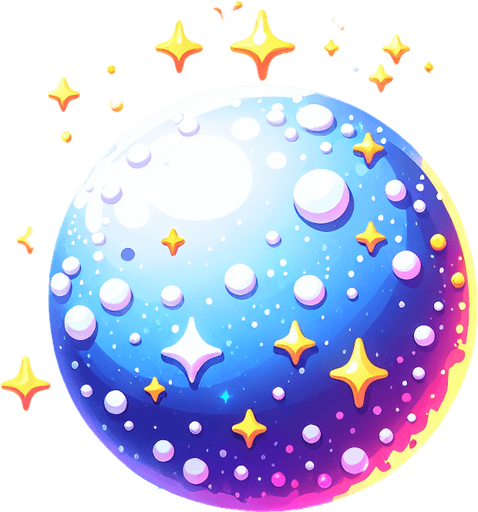 a snowball with magical powder, cartoon Single Game Texture. In-Game asset. 2d. Blank background. High contrast. No shadows.