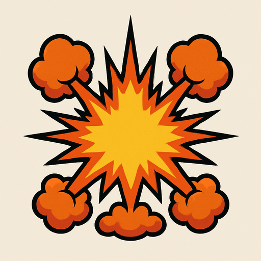 Symmetrical explosion.
In-Game asset.  2d.  High contrast.  No shadows